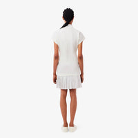 Robe à col polo plissée - Blanc
