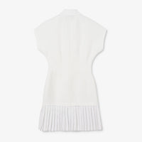 Pleated polo neck dress - White