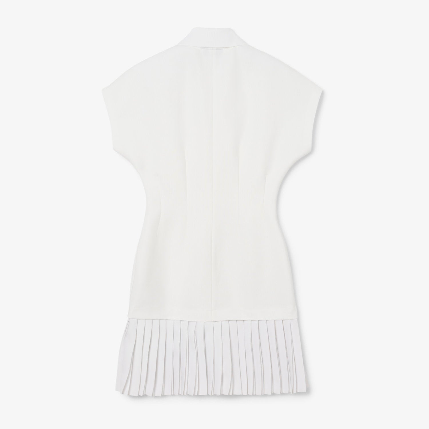 Pleated polo neck dress - White