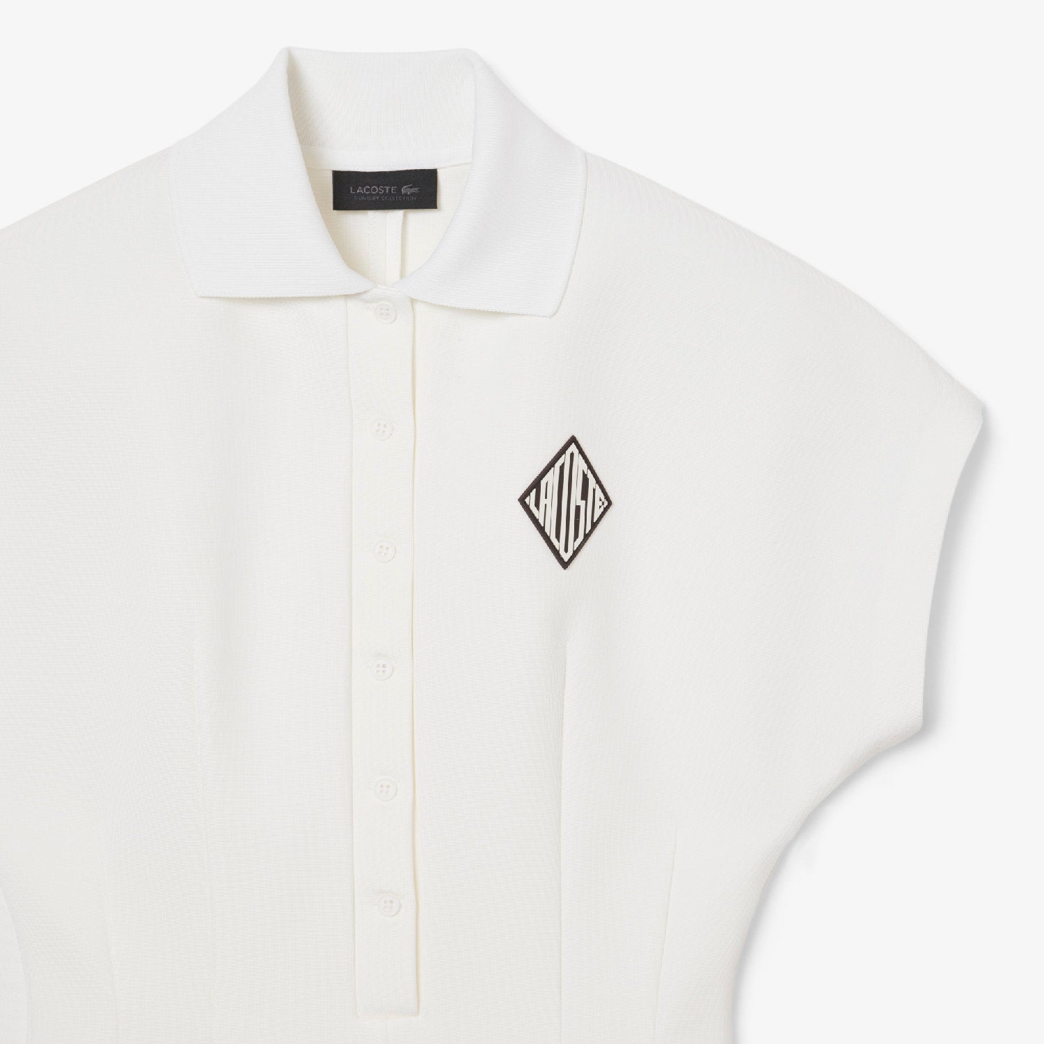 Pleated polo neck dress - White