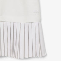 Pleated polo neck dress - White