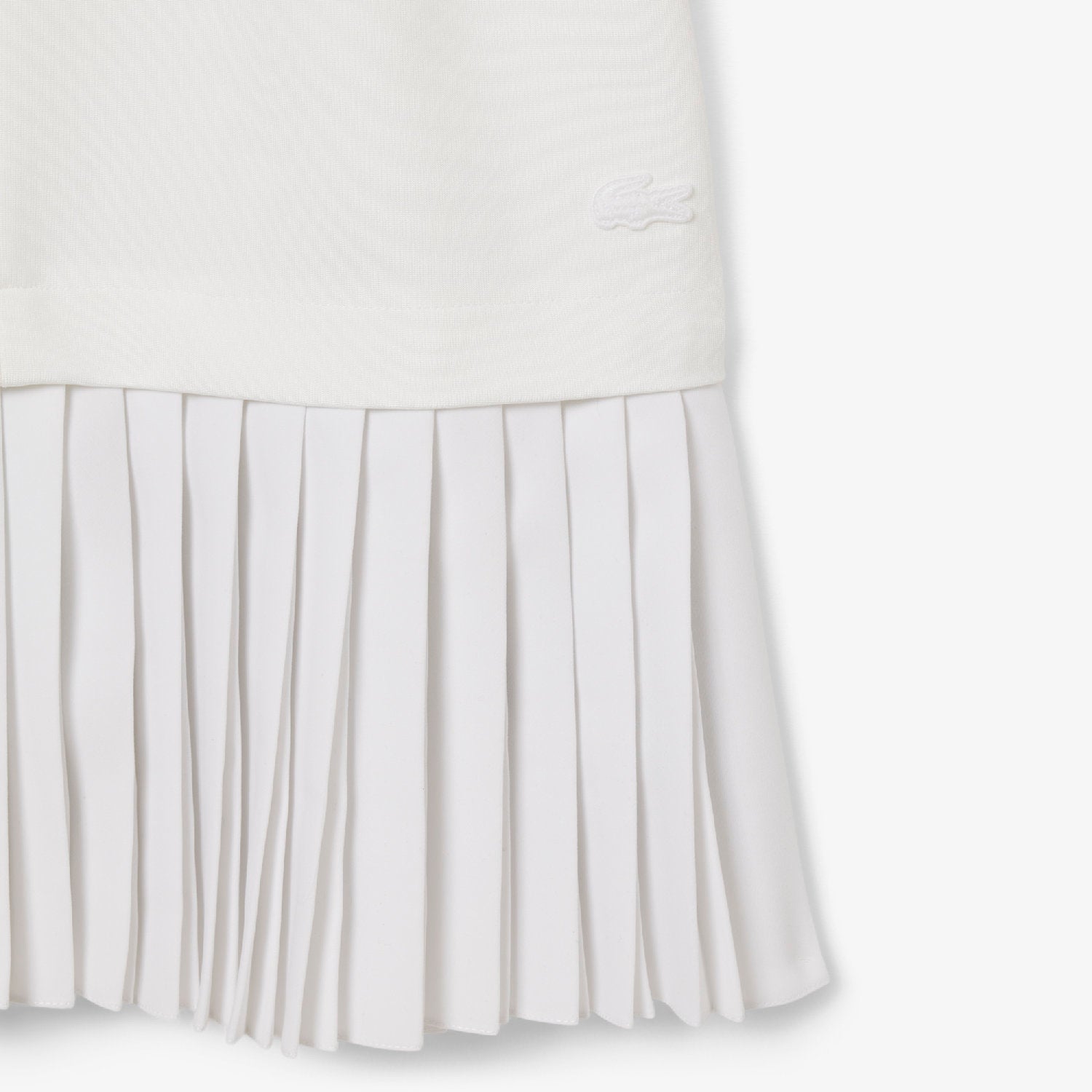 Pleated polo neck dress - White