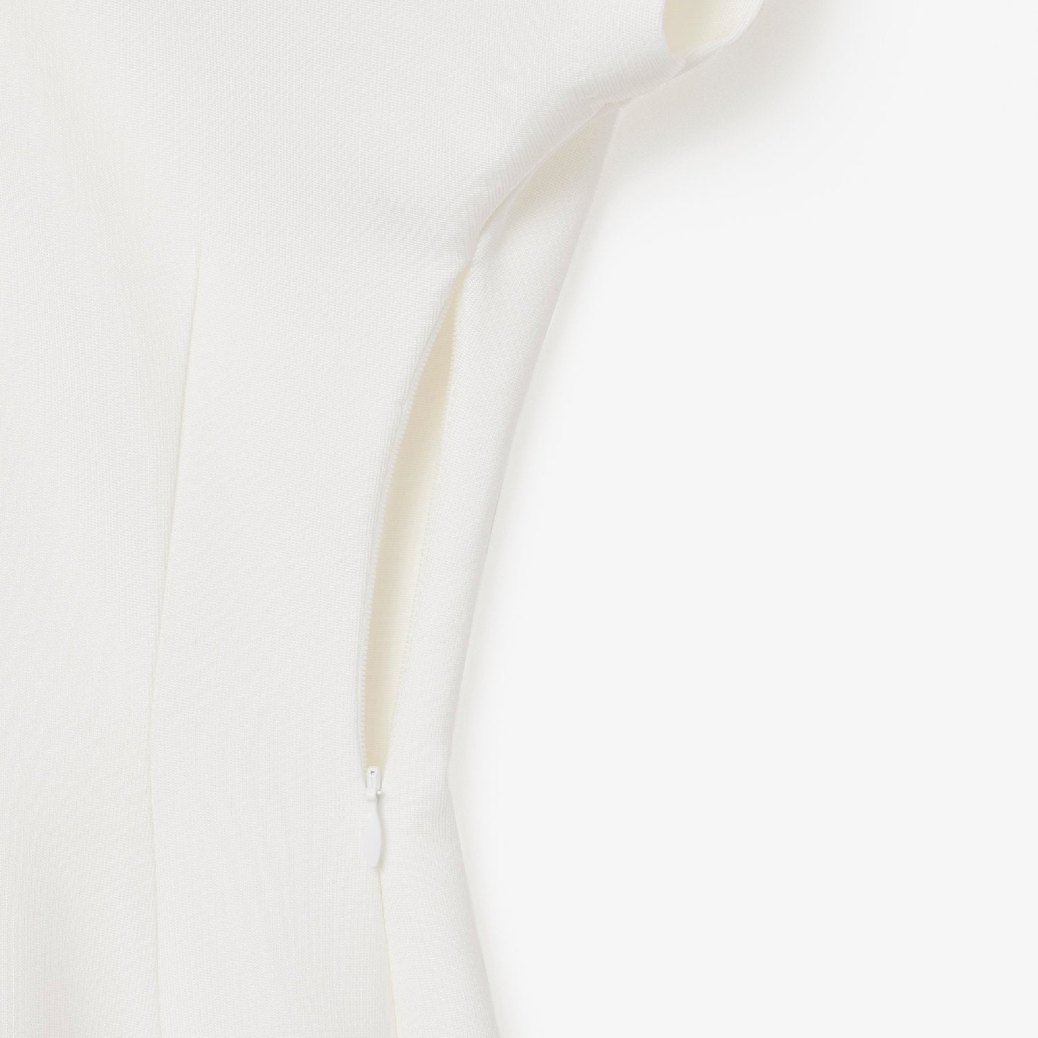 Pleated polo neck dress - White
