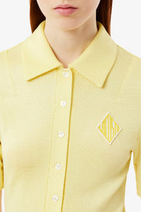 Robe polo ajustée en piqué - Jaune