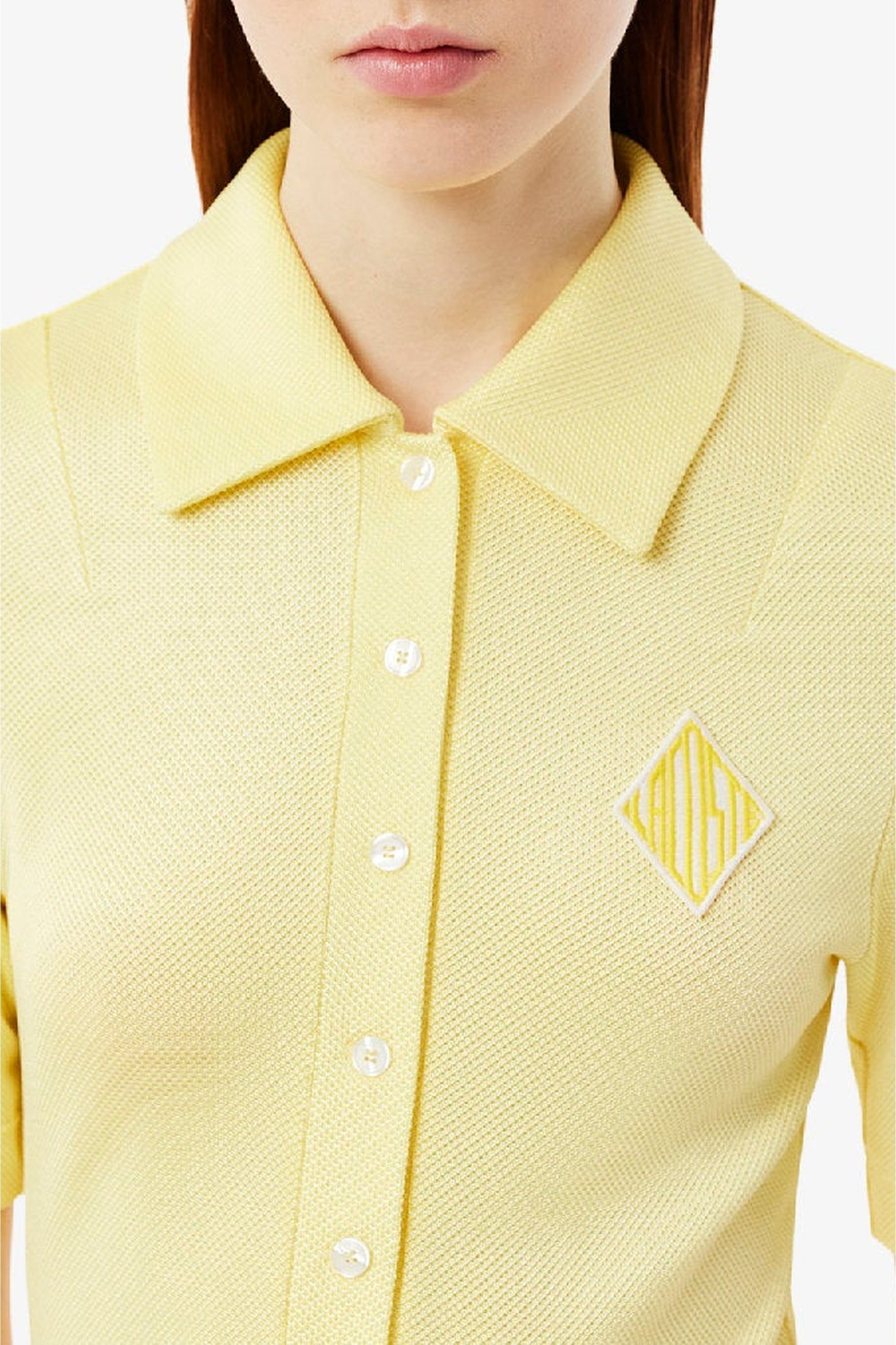 Robe polo ajustée en piqué - Jaune