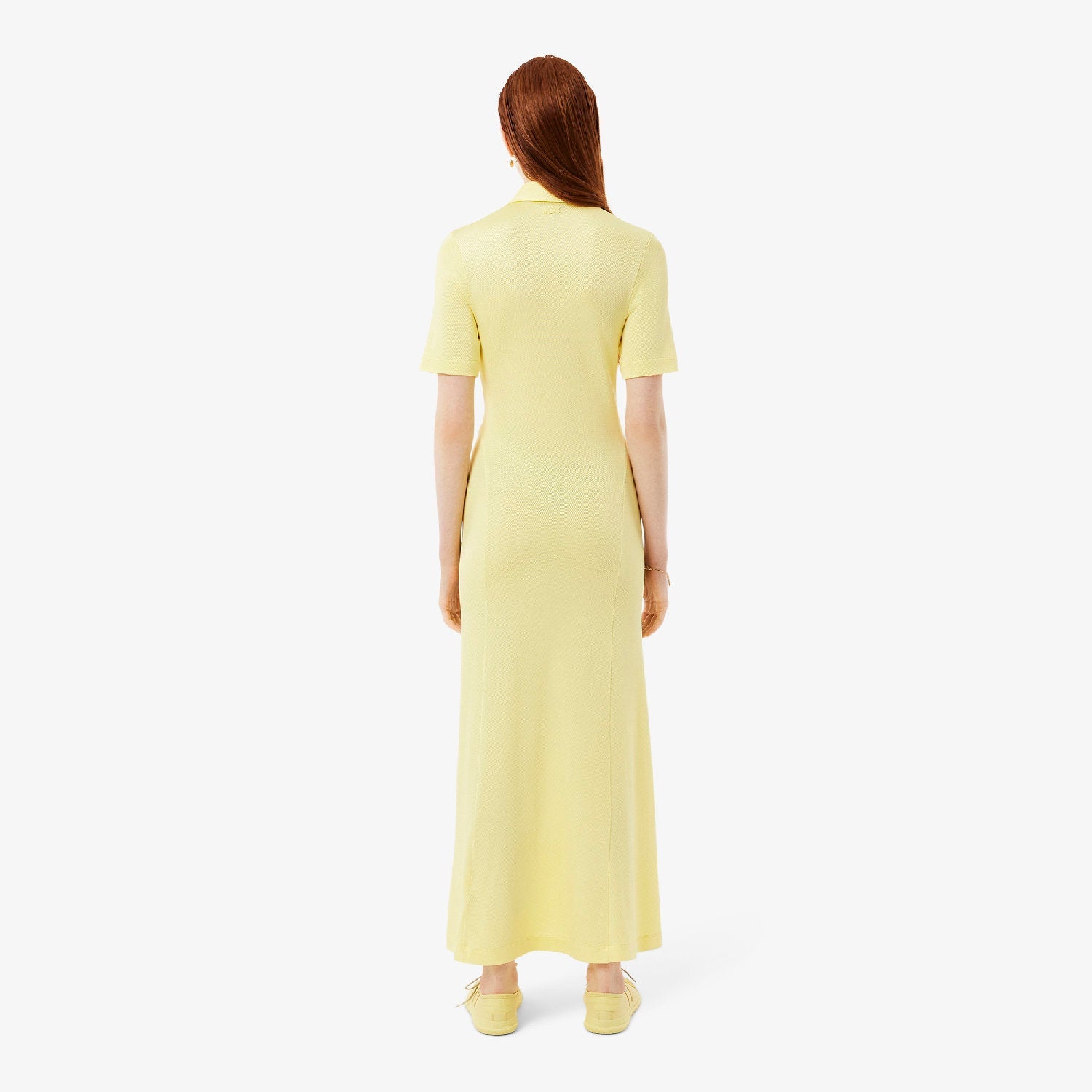 Robe polo ajustée en piqué - Jaune