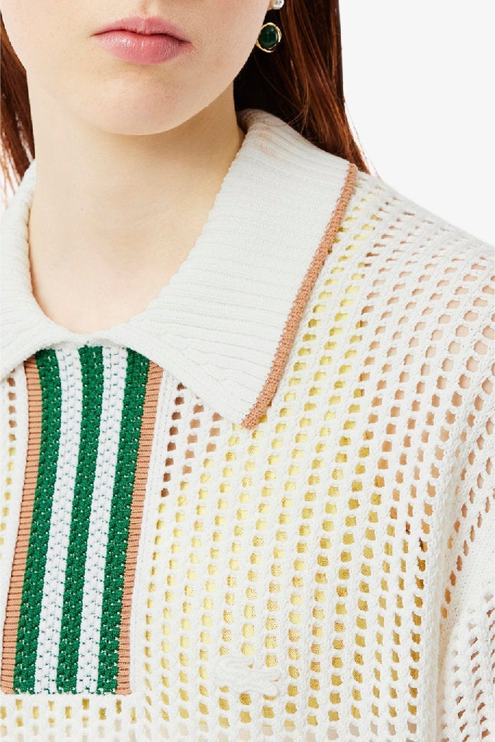 Robe à col polo en maille - Blanc
