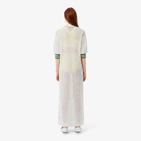 ZDOUBLON_Robe à col polo en maille - Blanc