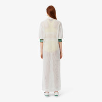 Robe à col polo en maille - Blanc