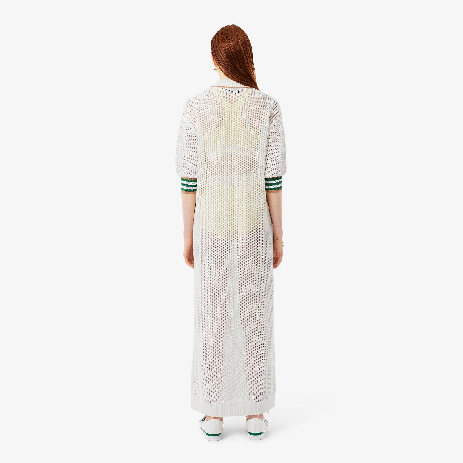 Robe à col polo en maille - Blanc
