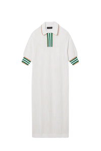 Knitted polo neck dress - White