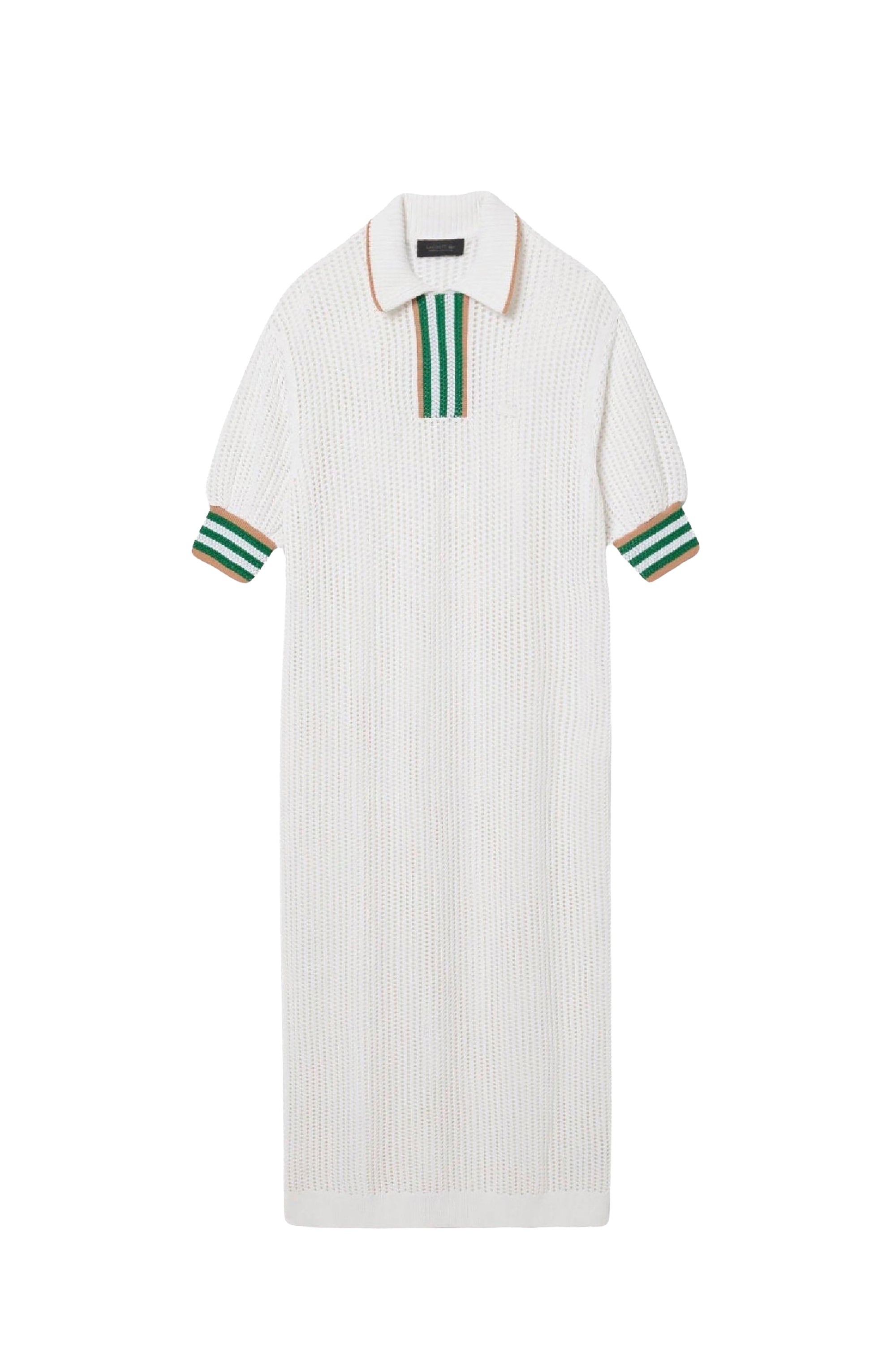 Knitted polo neck dress - White