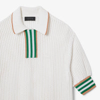 Robe à col polo en maille - Blanc