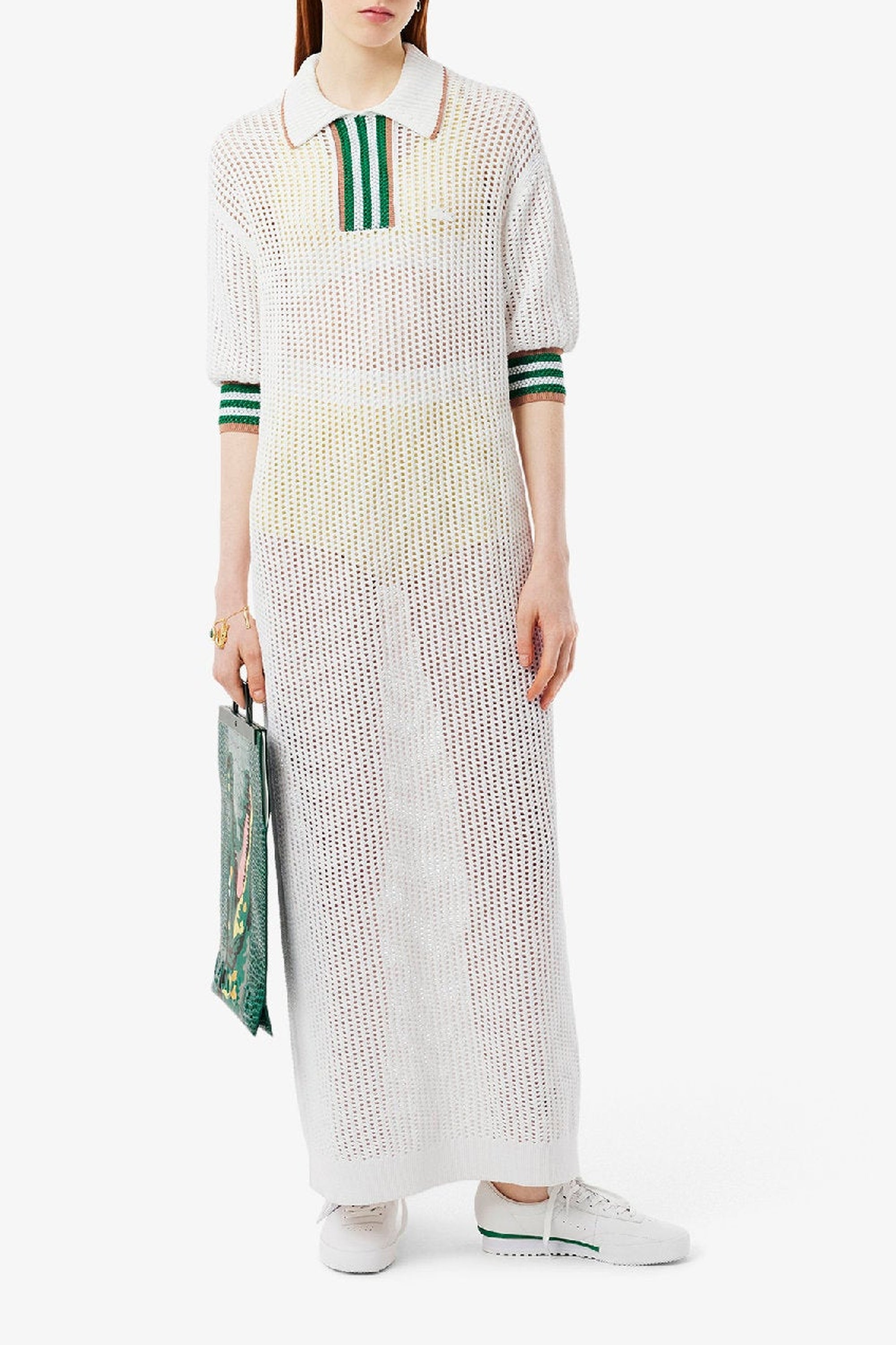 ZDOUBLON_Robe à col polo en maille - Blanc
