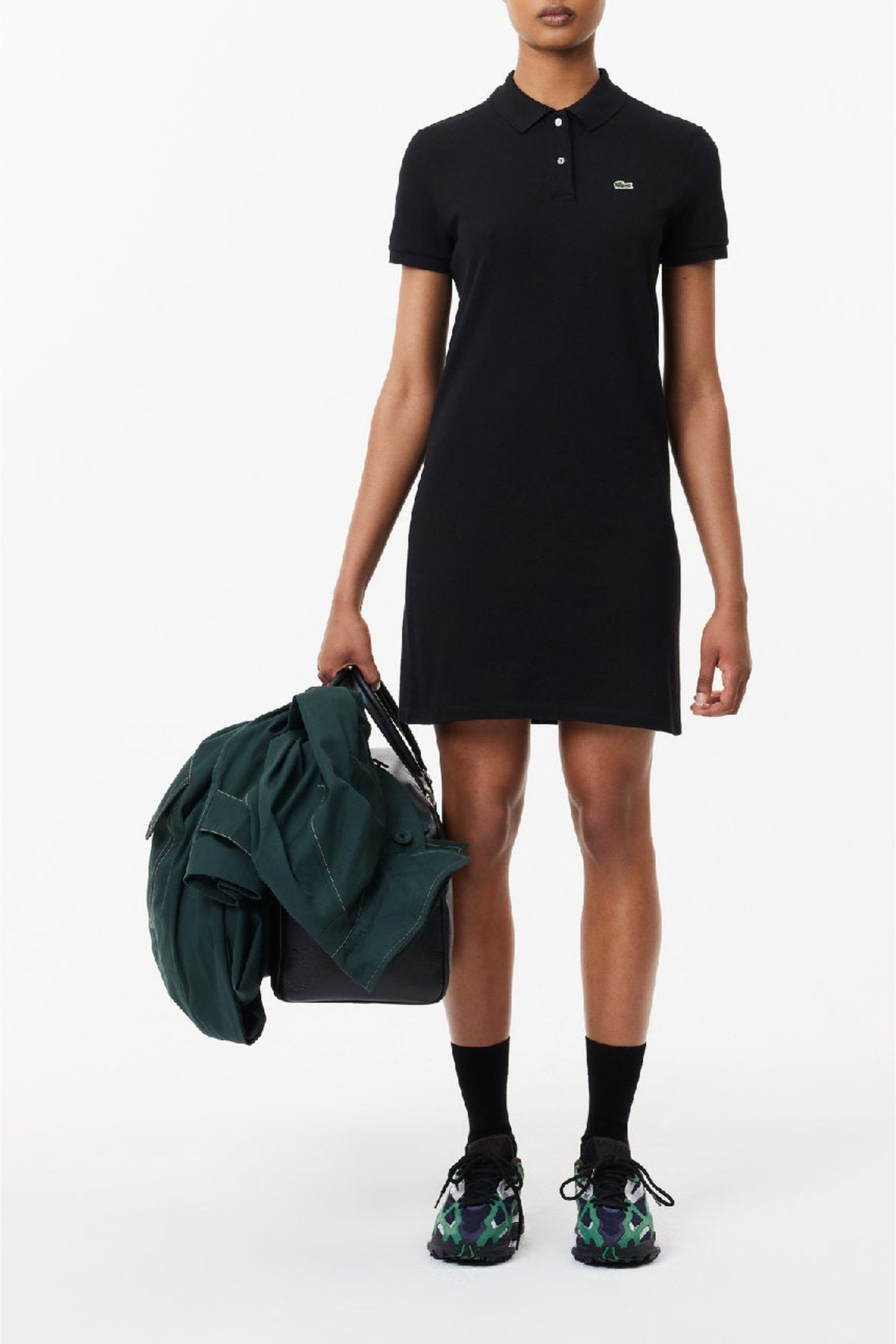 Robe polo en petit piqué - Noir
