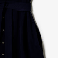 Robe décontractée ceinturée en petit piqué - Marine