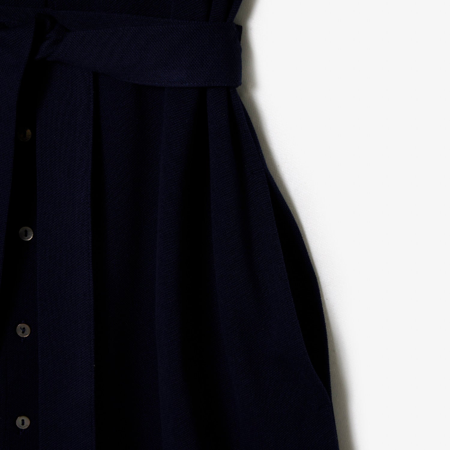Robe décontractée ceinturée en petit piqué - Marine