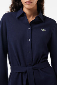 Robe à ceinture en piqué - Marine