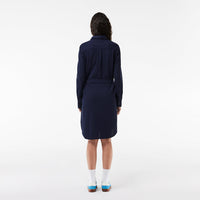 Robe à ceinture en piqué - Marine