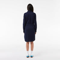 Robe à ceinture en piqué - Marine