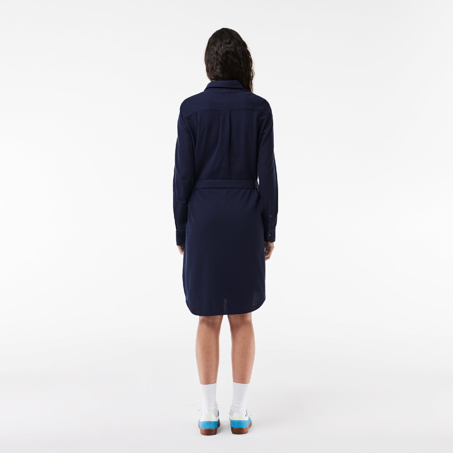 Robe à ceinture en piqué - Marine