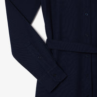 Robe à ceinture en piqué - Marine