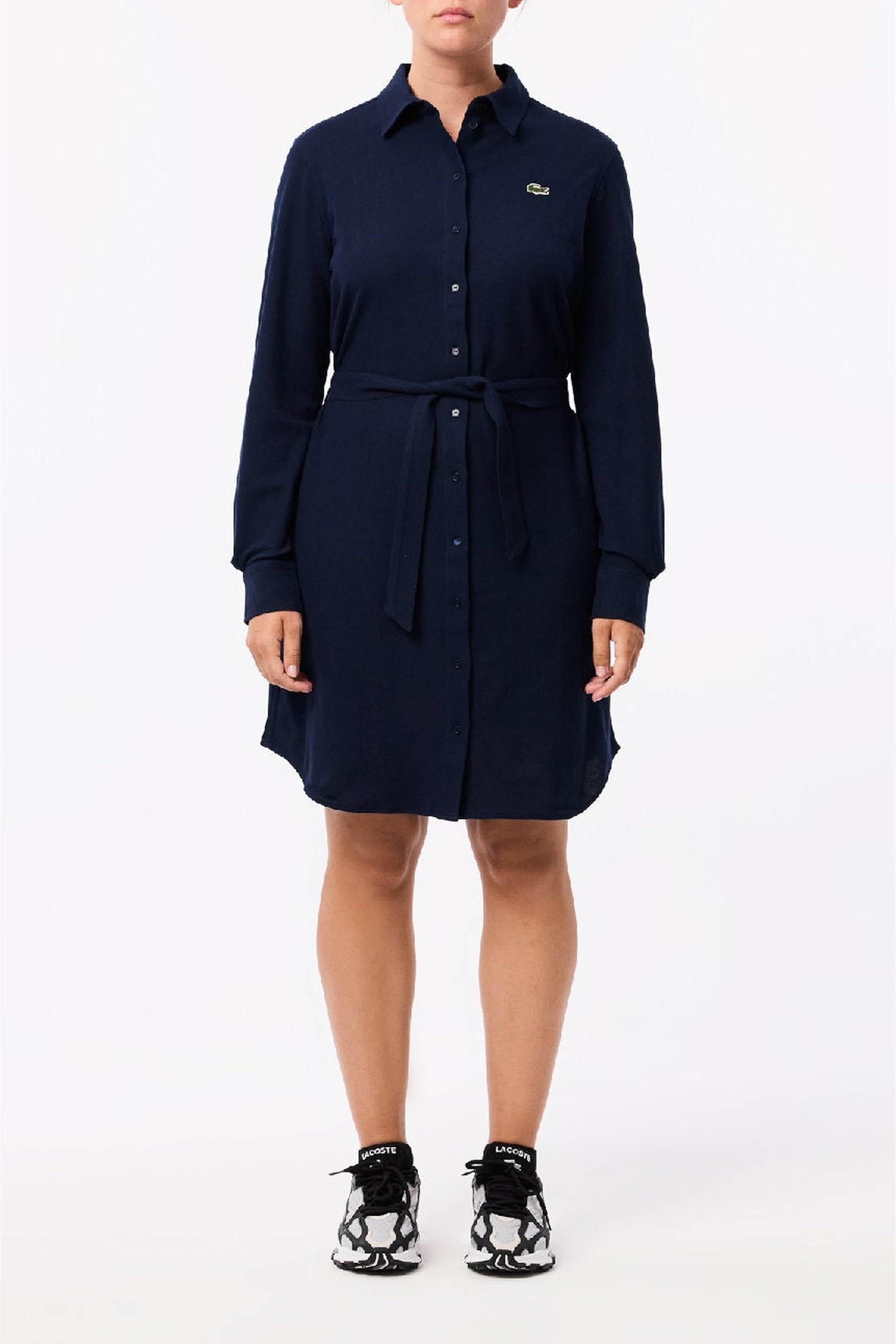 Robe à ceinture en piqué - Marine
