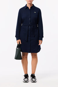 Robe à ceinture en piqué - Marine