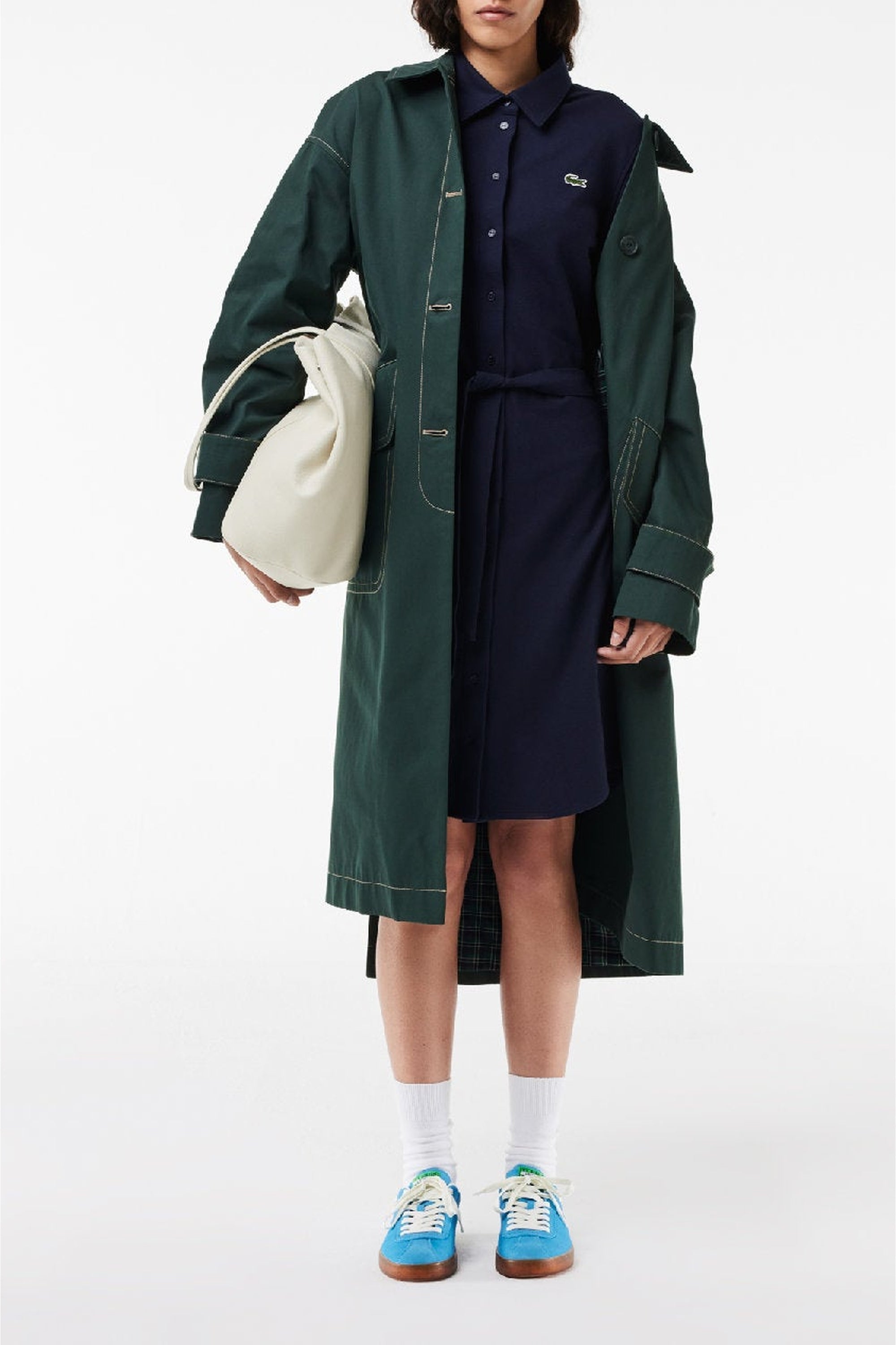 Robe à ceinture en piqué - Marine