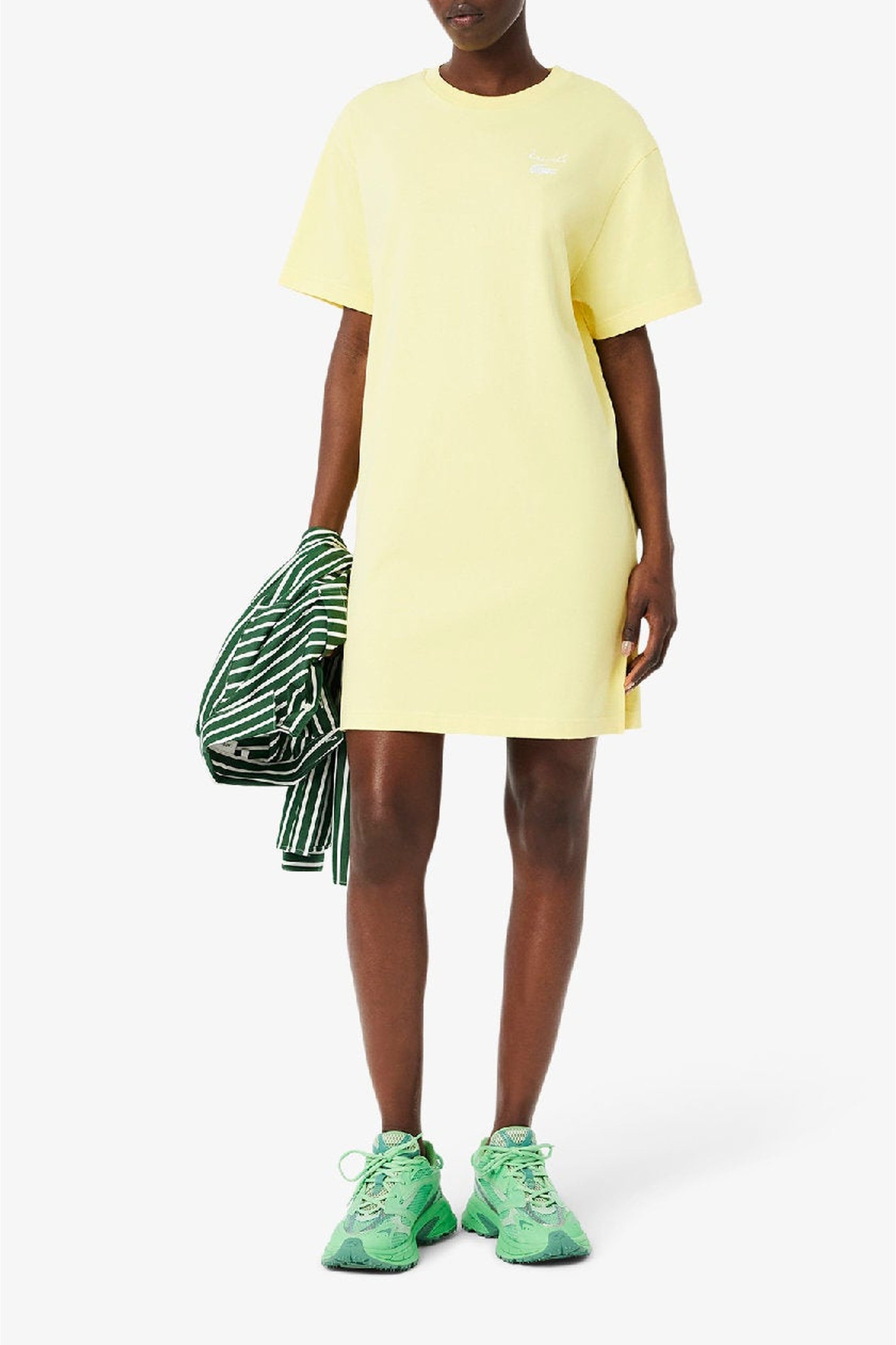 Robe t-shirt oversize griffée - Jaune