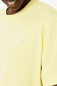 Robe t-shirt oversize griffée - Jaune