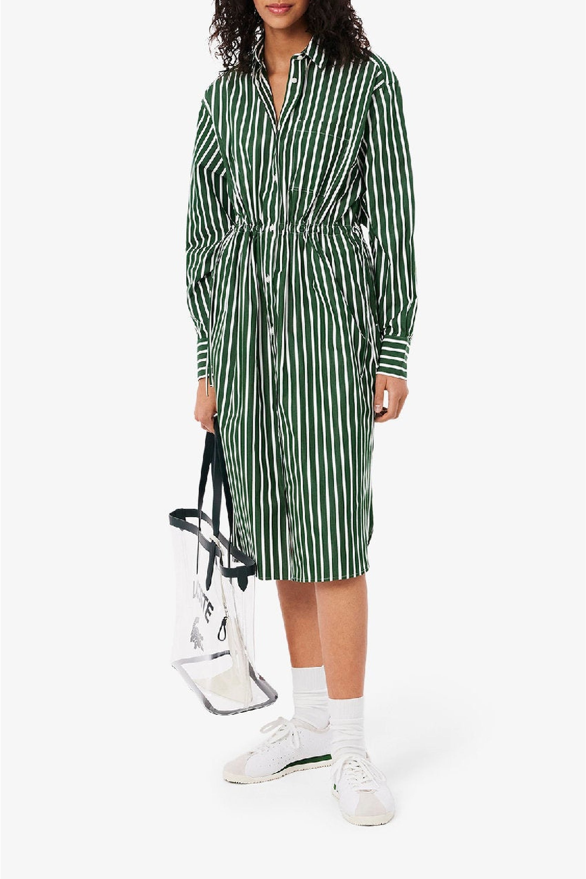 Robe chemise décontractée - Vert & Blanc