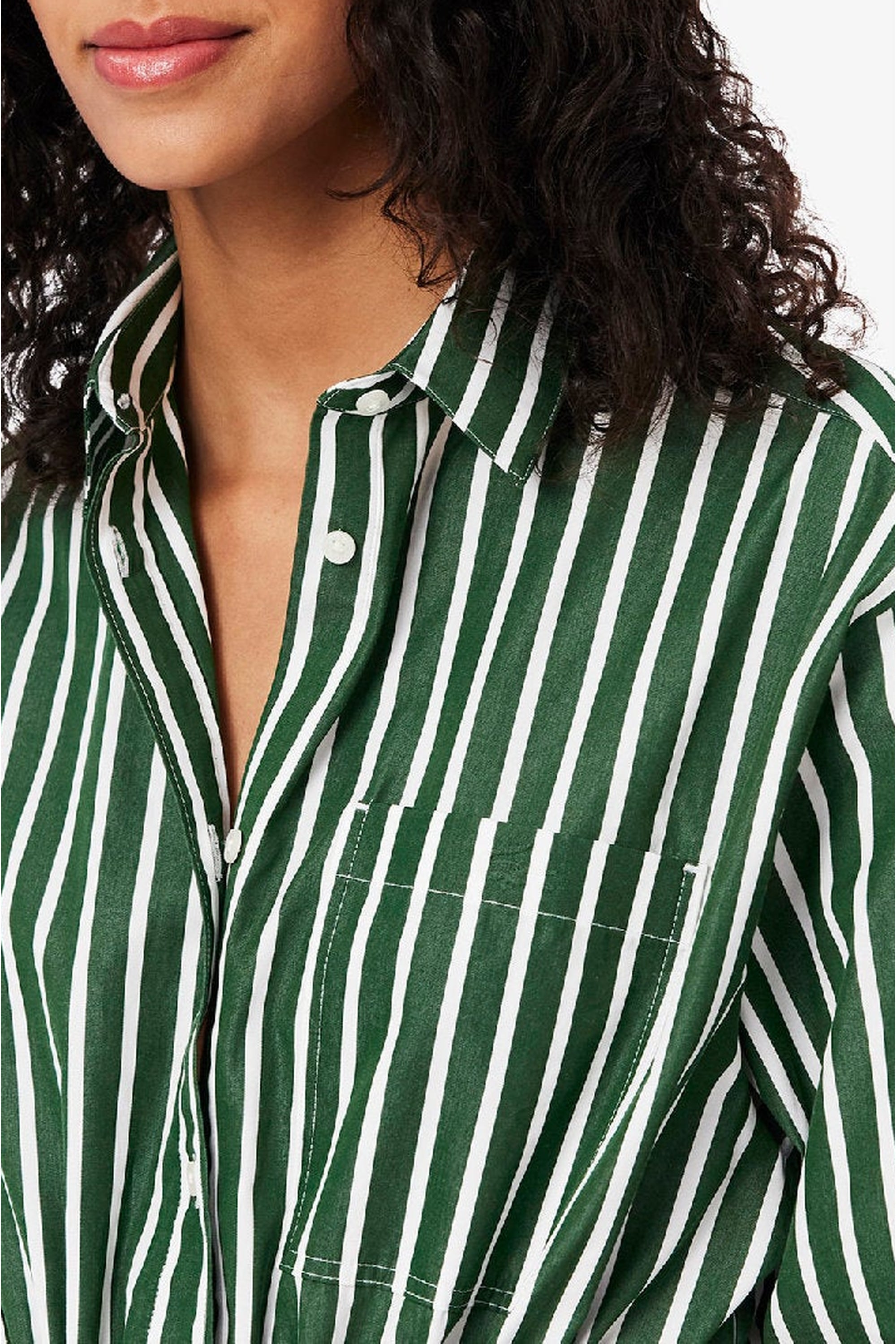 Robe chemise décontractée - Vert & Blanc