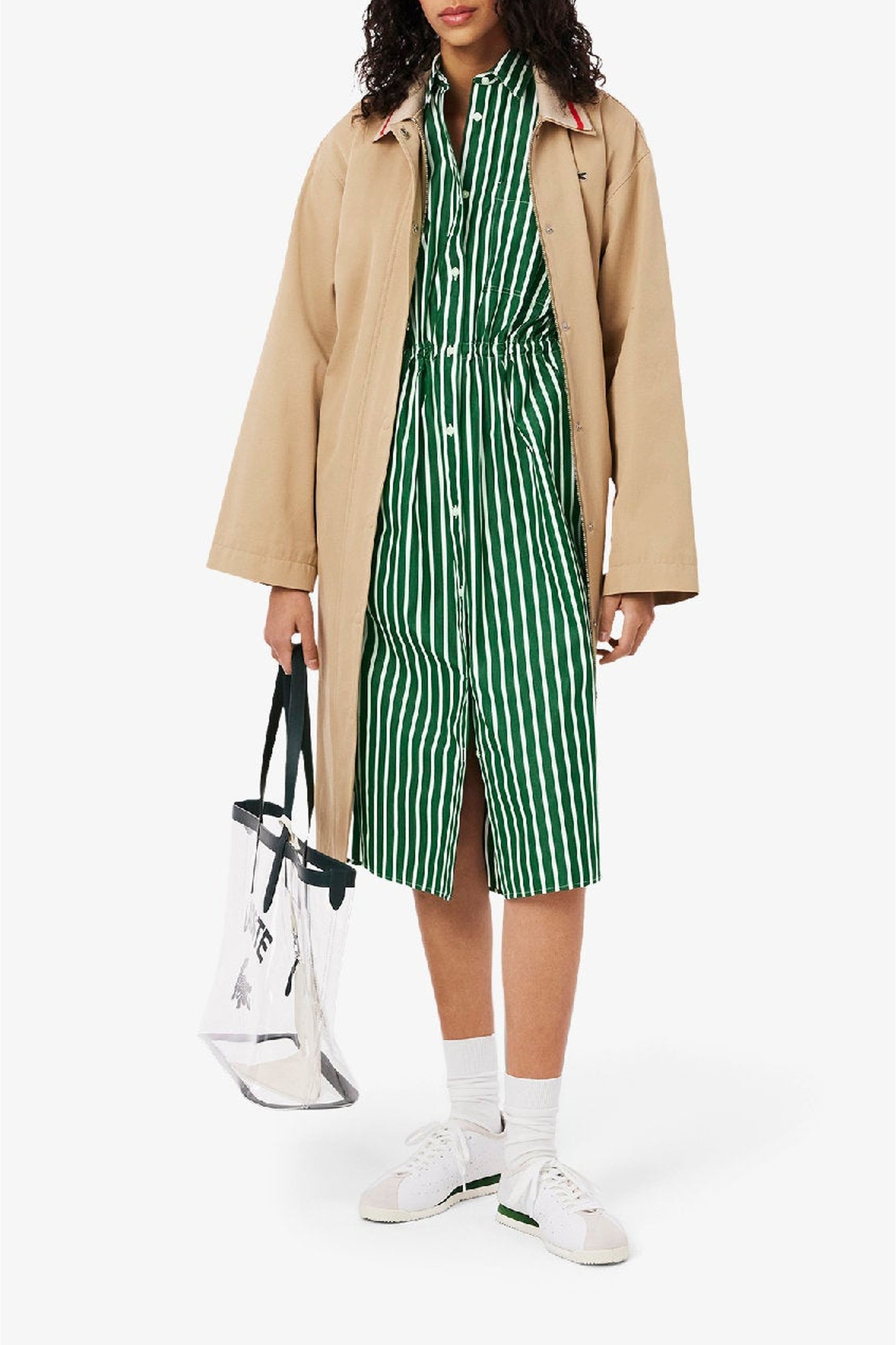 Robe chemise décontractée - Vert & Blanc