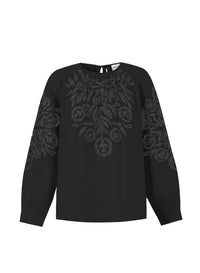 Chemisier brodé Eglantine - Black