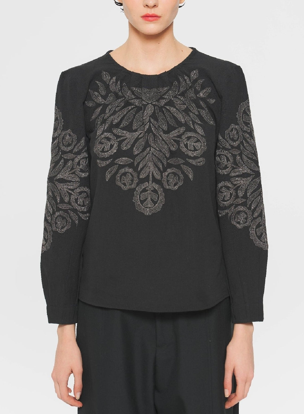 Chemisier brodé Eglantine - Black