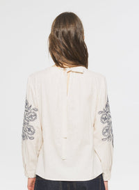Chemisier brodé Eglantine - Cream