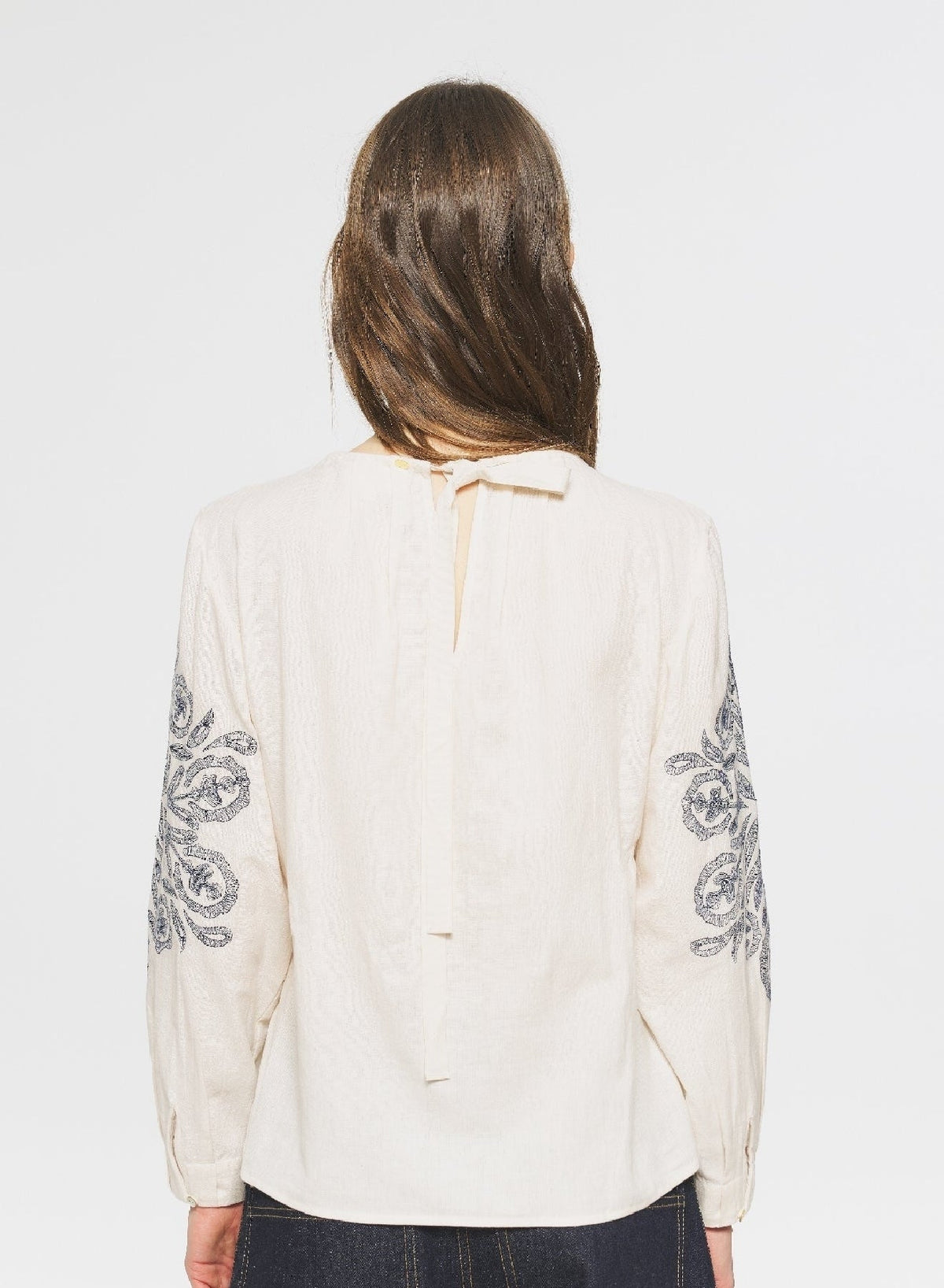 Chemisier brodé Eglantine - Cream