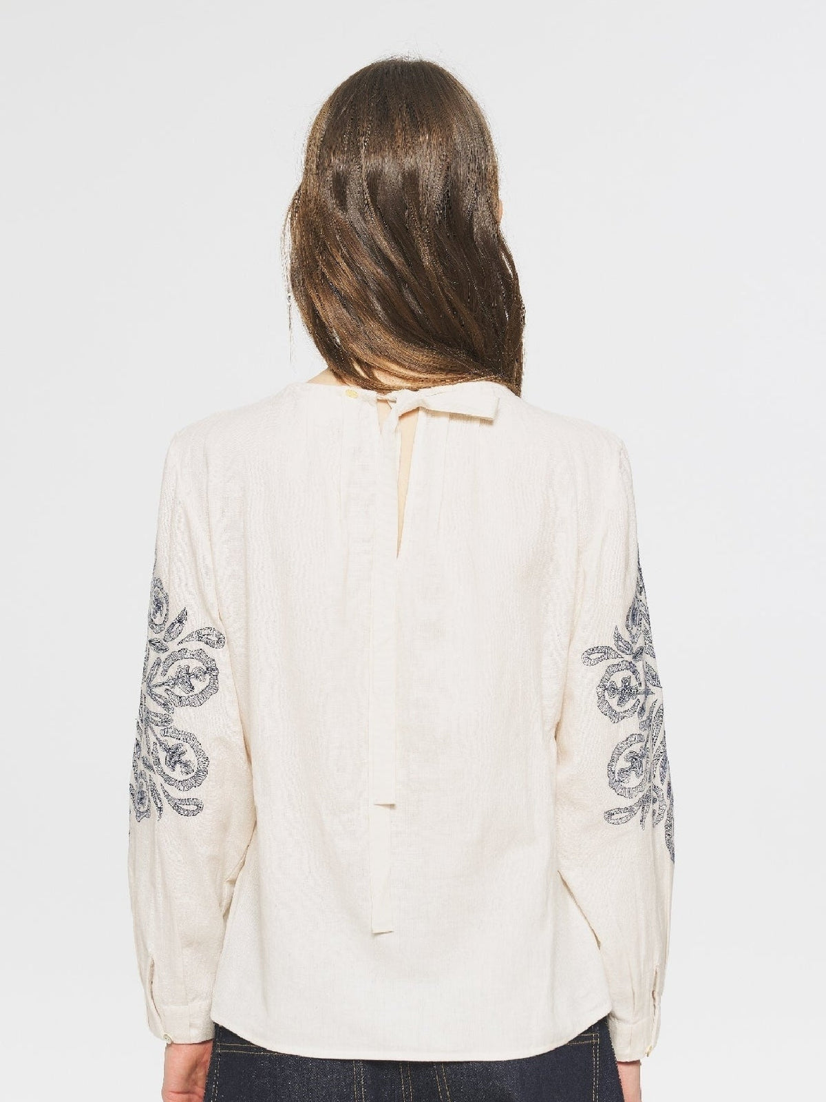 Chemisier brodé Eglantine - Cream