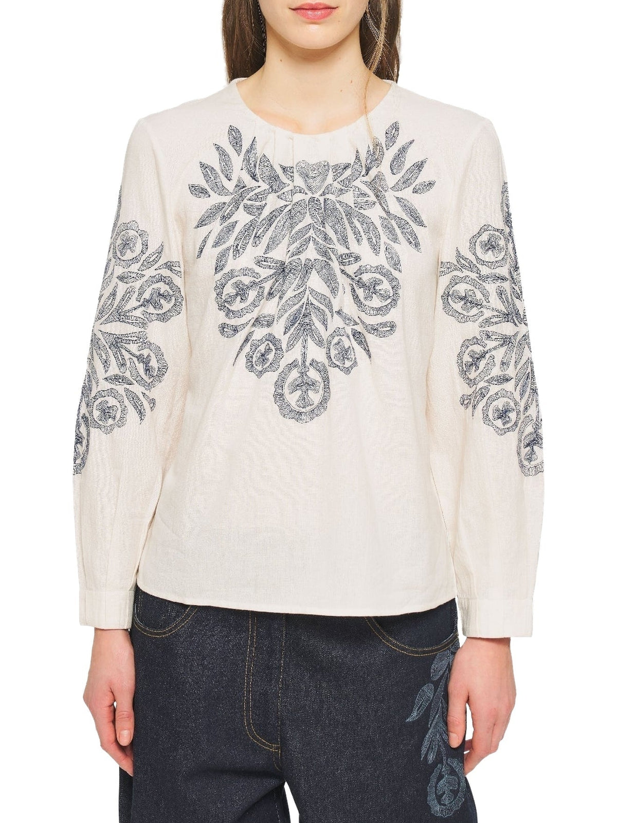 Chemisier brodé Eglantine - Cream