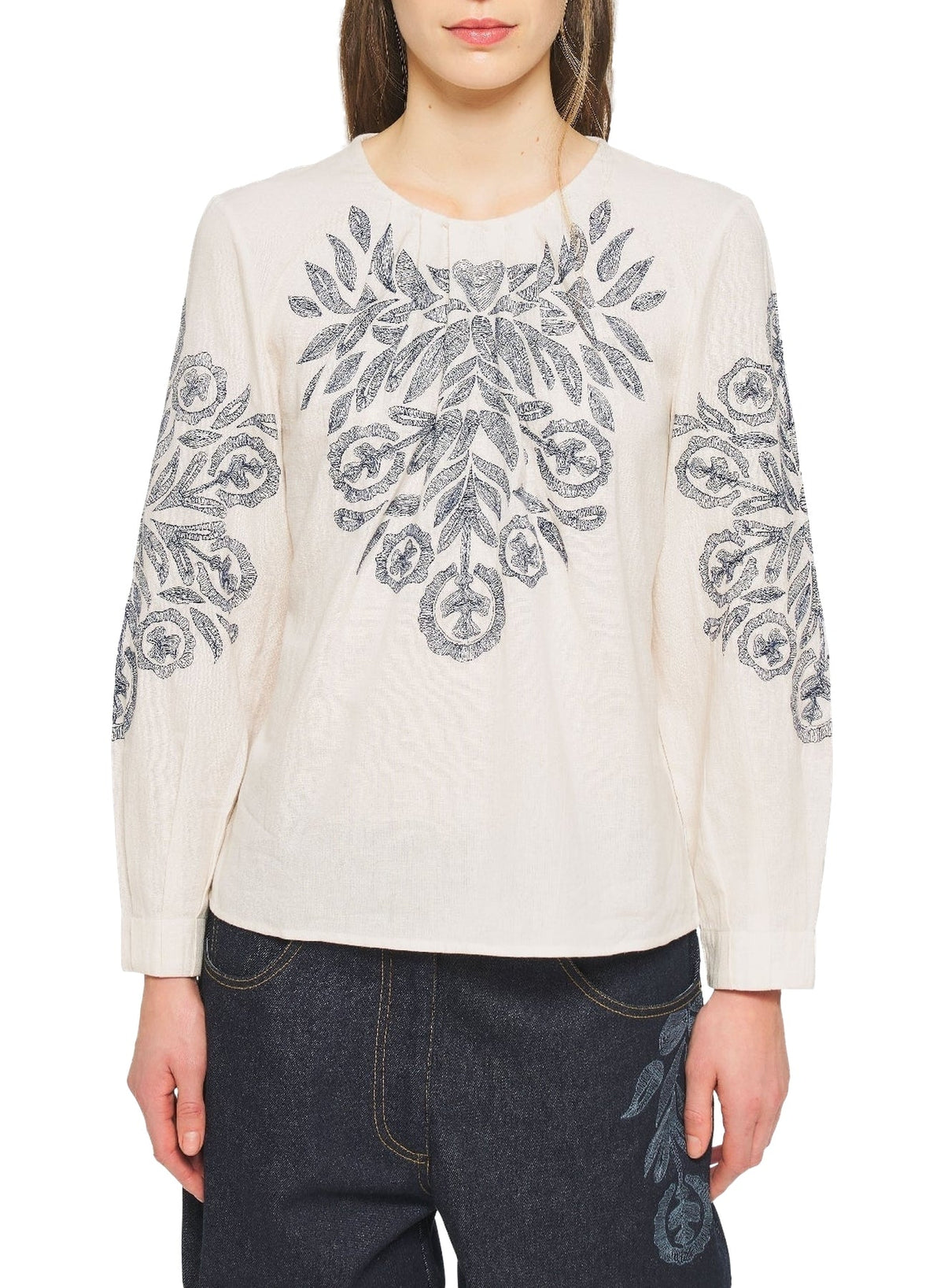 Chemisier brodé Eglantine - Cream