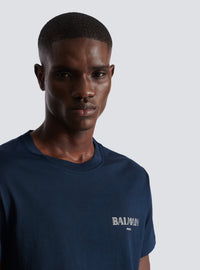 T-shirt à logo balmain vintage gel - Marine Fonce & Gris Chromé