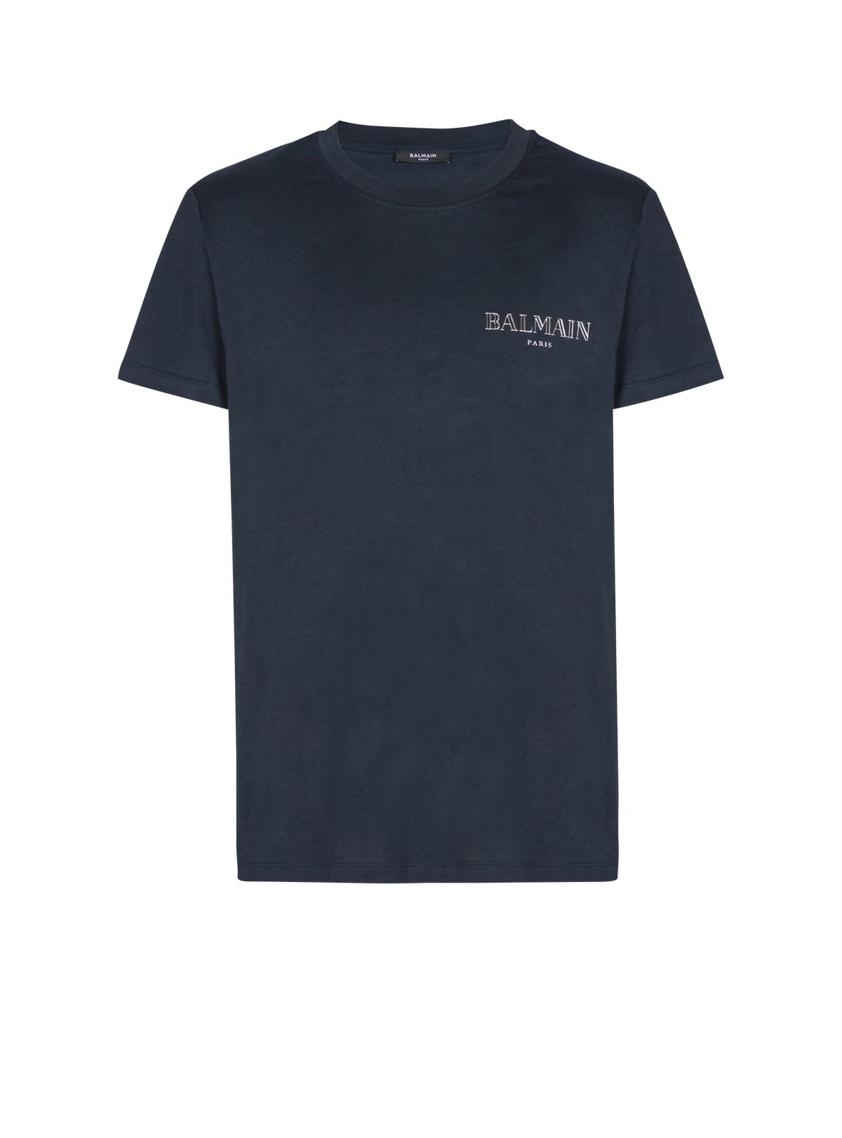 T-shirt à logo balmain vintage gel - Marine Fonce & Gris Chromé