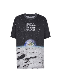 T-shirt imprimé terre et étoiles - Noir & Multicolore