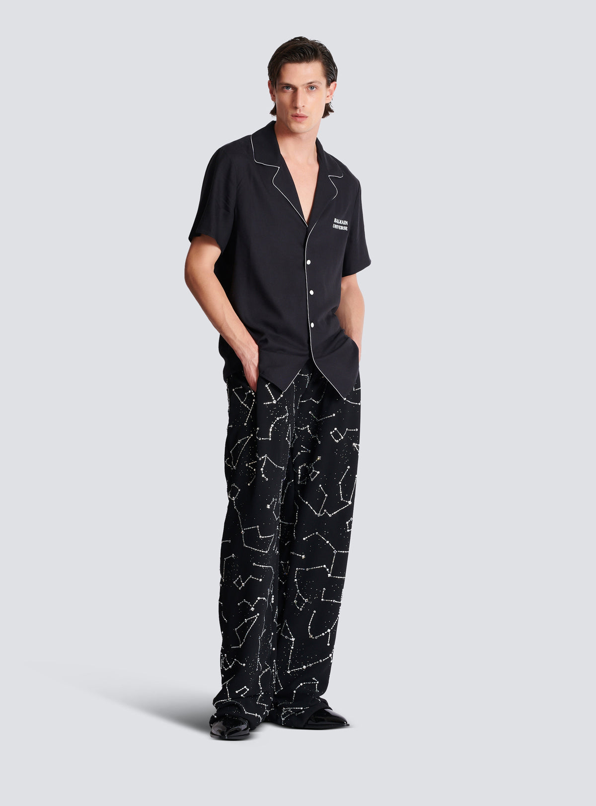 Chemise pyjama imprimée motif 9 planètes - Noir & Multico