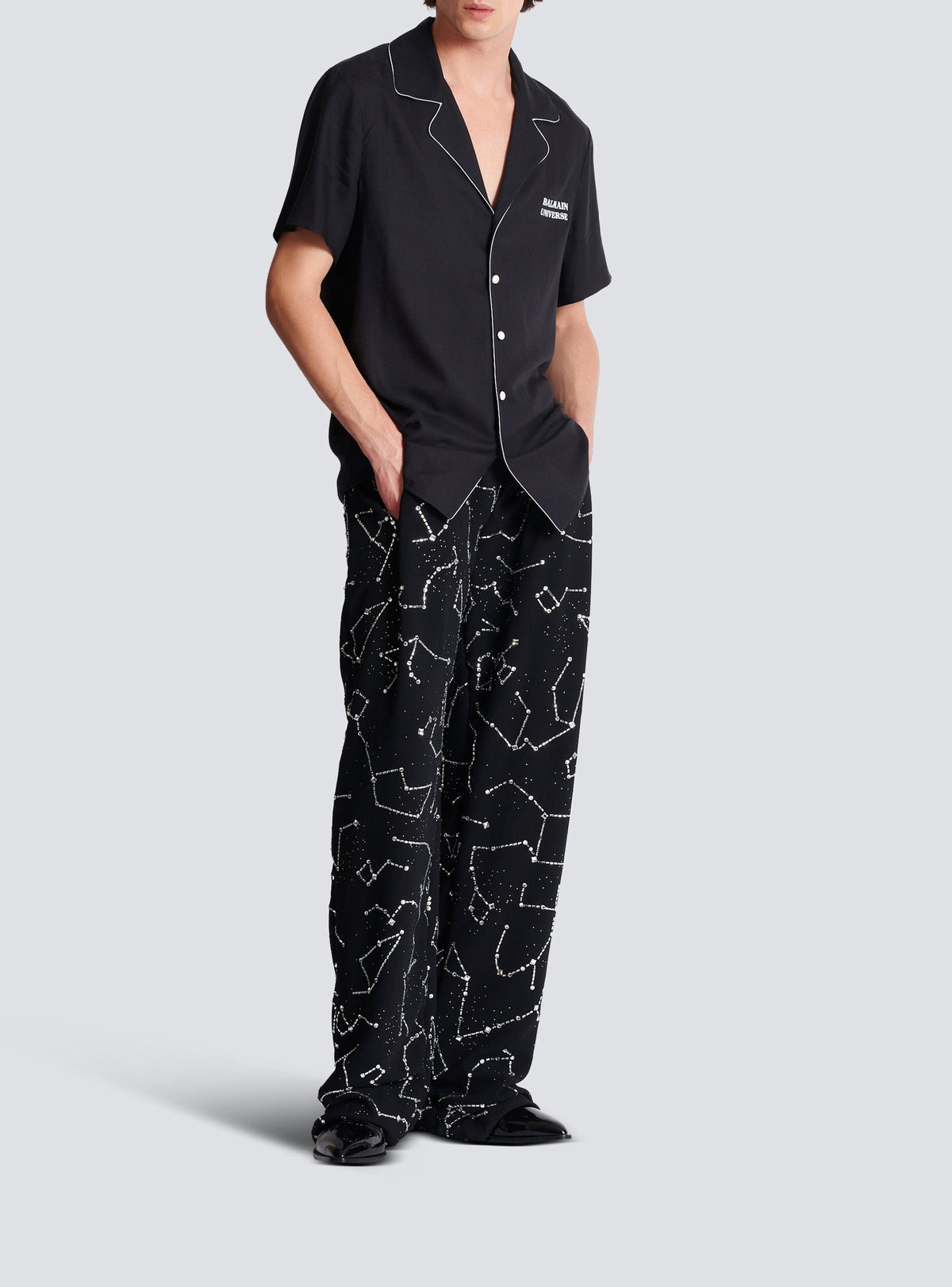 Pyjama shirt with 9 planets print - Black & Multicolor
