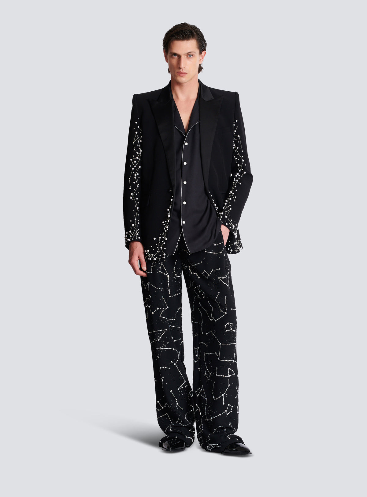 Chemise pyjama imprimée motif 9 planètes - Noir & Multico
