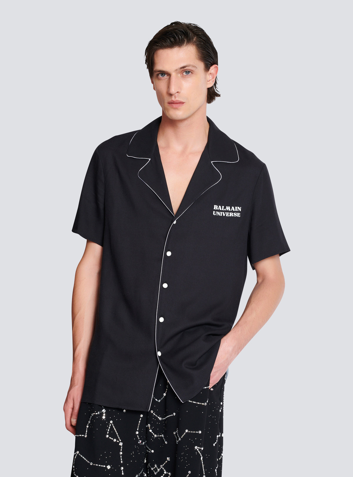 Chemise pyjama imprimée motif 9 planètes - Noir & Multico