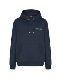 Sweat à capuche gel vintage Balmain - Marine Fonce & Gris Chromé