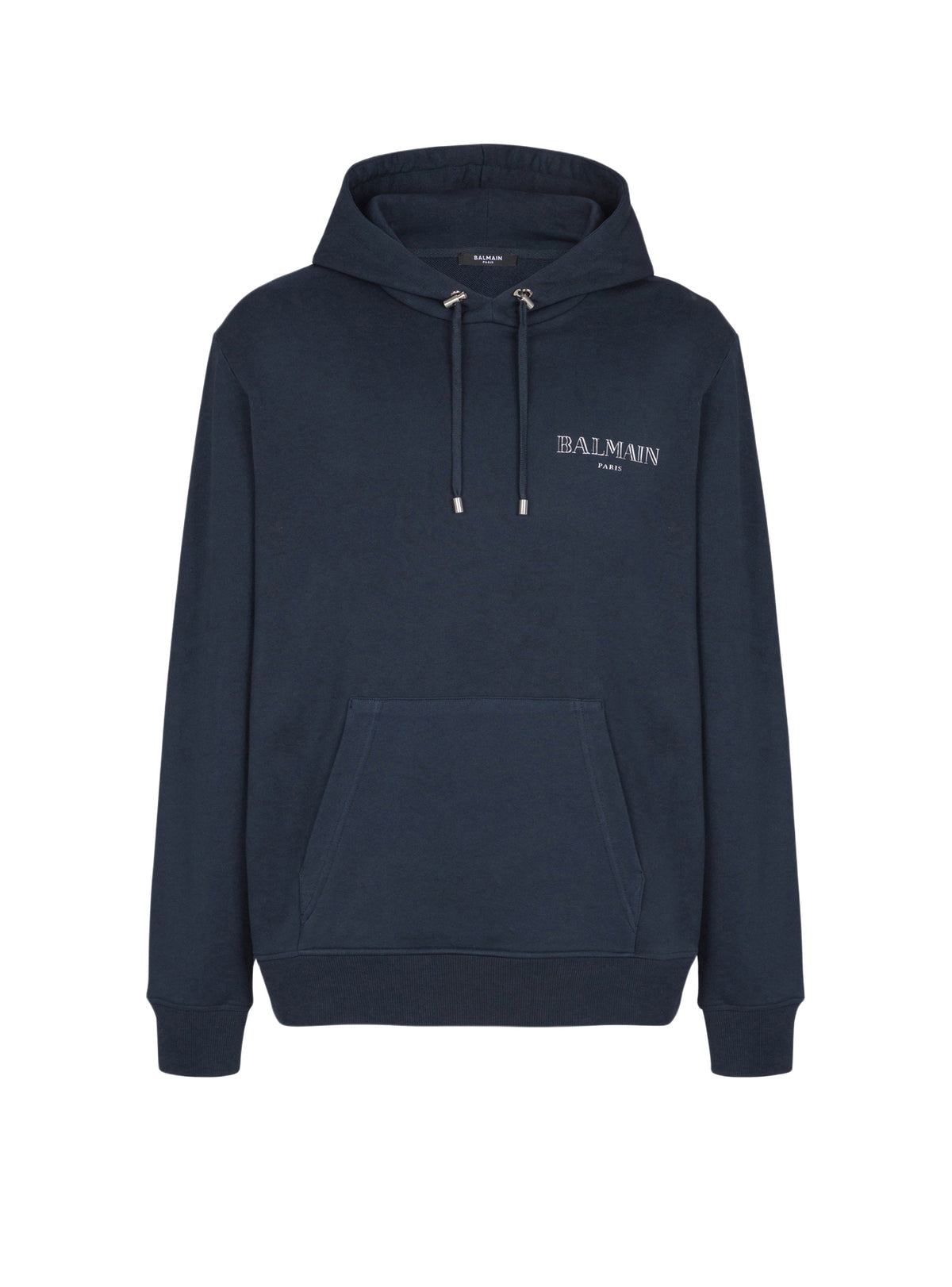 Sweat à capuche gel vintage Balmain - Marine Fonce & Gris Chromé